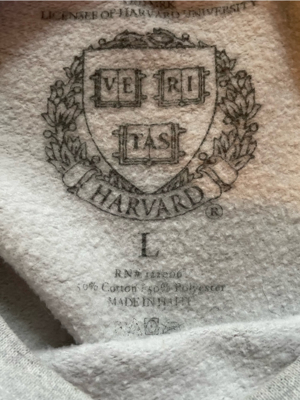 Harvard Crewneck Sweatshirt in Light Gray with Crimson Logo - Picture 2 of 3